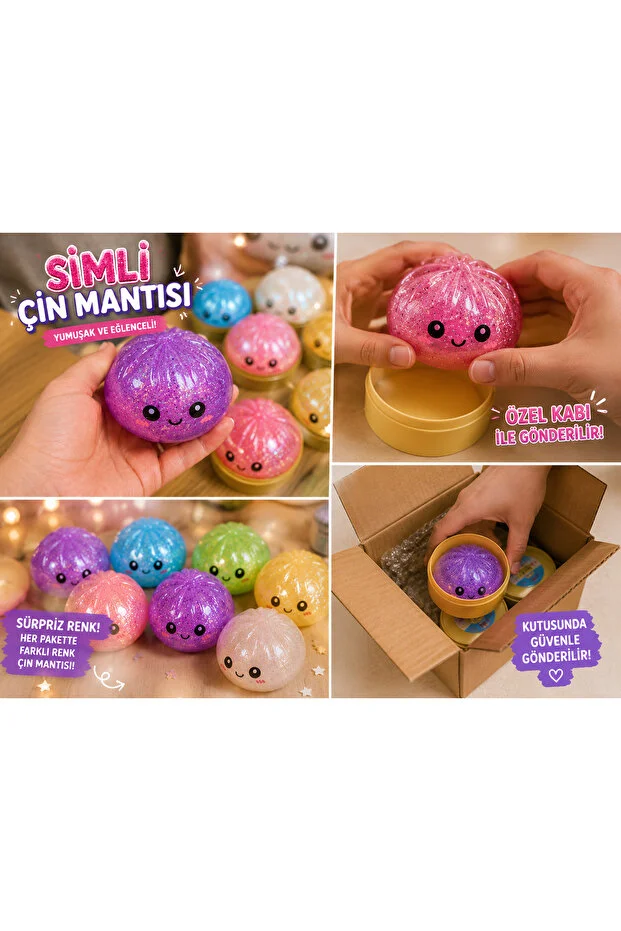 Simli Çin Mantısı Squishy Oyuncak | Yumuşak Büyük boy ışıl ışıl Oyuncak | Viral Dumpling Squishy